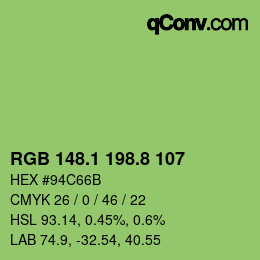 カラーコード: RGB 148.1 198.8 107 | qconv.com
