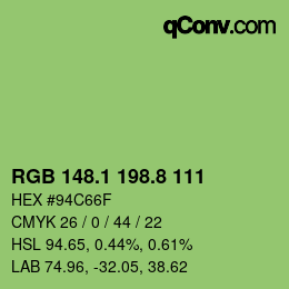 カラーコード: RGB 148.1 198.8 111 | qconv.com