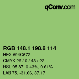 カラーコード: RGB 148.1 198.8 114 | qconv.com