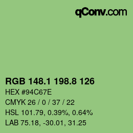 カラーコード: RGB 148.1 198.8 126 | qconv.com