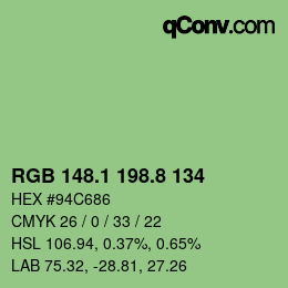 カラーコード: RGB 148.1 198.8 134 | qconv.com