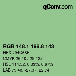 Color code: RGB 148.1 198.8 143 | qconv.com
