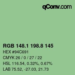 カラーコード: RGB 148.1 198.8 145 | qconv.com