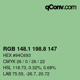 Color code: RGB 148.1 198.8 147 | qconv.com