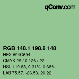 Farbcode: RGB 148.1 198.8 148 | qconv.com