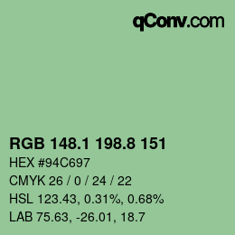 カラーコード: RGB 148.1 198.8 151 | qconv.com