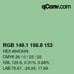 Color code: RGB 148.1 198.8 153 | qconv.com