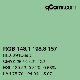 Color code: RGB 148.1 198.8 157 | qconv.com