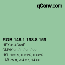 カラーコード: RGB 148.1 198.8 159 | qconv.com