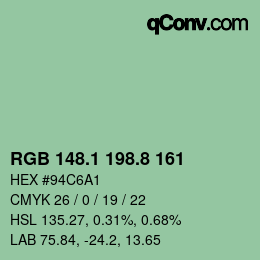 カラーコード: RGB 148.1 198.8 161 | qconv.com