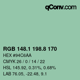 カラーコード: RGB 148.1 198.8 170 | qconv.com