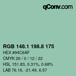 カラーコード: RGB 148.1 198.8 175 | qconv.com