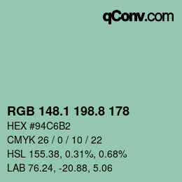 カラーコード: RGB 148.1 198.8 178 | qconv.com