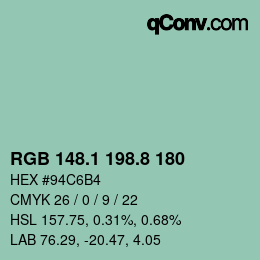 カラーコード: RGB 148.1 198.8 180 | qconv.com