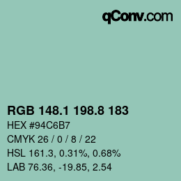 Farbcode: RGB 148.1 198.8 183 | qconv.com