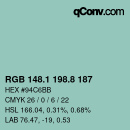 Color code: RGB 148.1 198.8 187 | qconv.com