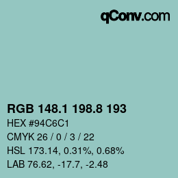Farbcode: RGB 148.1 198.8 193 | qconv.com