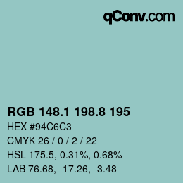 Color code: RGB 148.1 198.8 195 | qconv.com