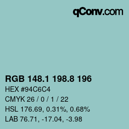 Color code: RGB 148.1 198.8 196 | qconv.com