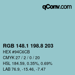 Farbcode: RGB 148.1 198.8 203 | qconv.com
