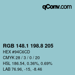 カラーコード: RGB 148.1 198.8 205 | qconv.com