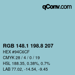 Código de color: RGB 148.1 198.8 207 | qconv.com