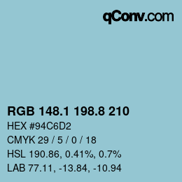 Farbcode: RGB 148.1 198.8 210 | qconv.com