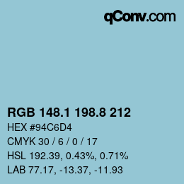 カラーコード: RGB 148.1 198.8 212 | qconv.com