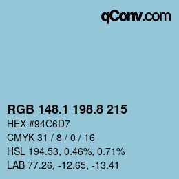 Color code: RGB 148.1 198.8 215 | qconv.com