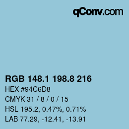 Color code: RGB 148.1 198.8 216 | qconv.com