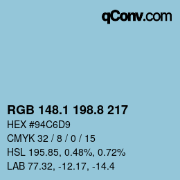 Farbcode: RGB 148.1 198.8 217 | qconv.com