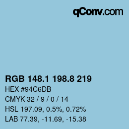 カラーコード: RGB 148.1 198.8 219 | qconv.com