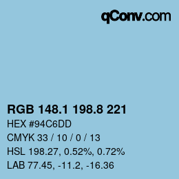 Farbcode: RGB 148.1 198.8 221 | qconv.com