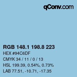 Farbcode: RGB 148.1 198.8 223 | qconv.com