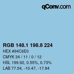 カラーコード: RGB 148.1 198.8 224 | qconv.com