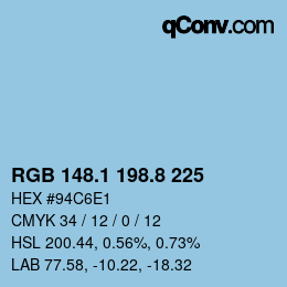 カラーコード: RGB 148.1 198.8 225 | qconv.com