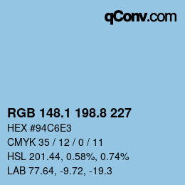 Color code: RGB 148.1 198.8 227 | qconv.com