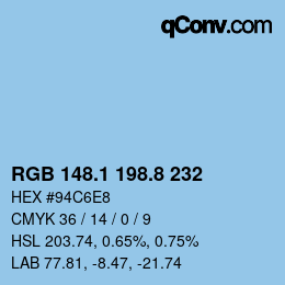 Código de color: RGB 148.1 198.8 232 | qconv.com