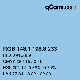 Color code: RGB 148.1 198.8 233 | qconv.com