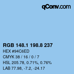 カラーコード: RGB 148.1 198.8 237 | qconv.com