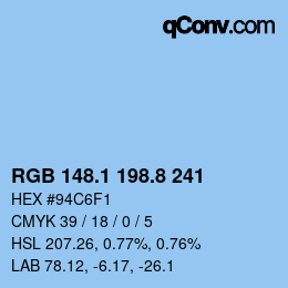 Farbcode: RGB 148.1 198.8 241 | qconv.com