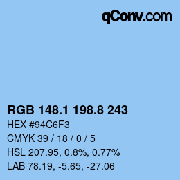 Farbcode: RGB 148.1 198.8 243 | qconv.com