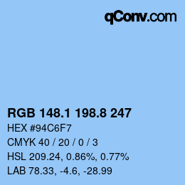 Color code: RGB 148.1 198.8 247 | qconv.com