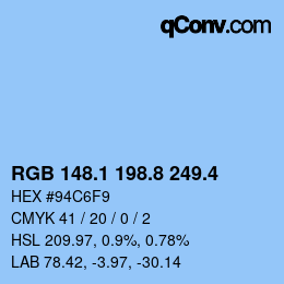 カラーコード: RGB 148.1 198.8 249.4 | qconv.com