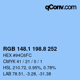 カラーコード: RGB 148.1 198.8 252 | qconv.com