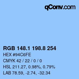 Color code: RGB 148.1 198.8 254 | qconv.com