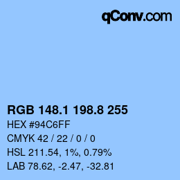 Color code: RGB 148.1 198.8 255 | qconv.com