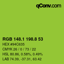 カラーコード: RGB 148.1 198.8 53 | qconv.com