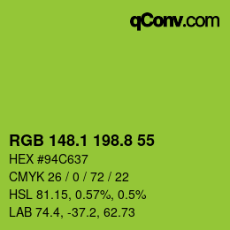 カラーコード: RGB 148.1 198.8 55 | qconv.com