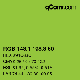 カラーコード: RGB 148.1 198.8 60 | qconv.com